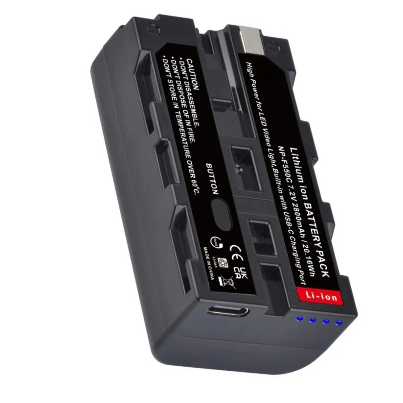ل NP-F330 NP-F530 NP F550 NP-F570 NP-F750 مصباح ليد التصوير الإضاءة 2800mAh المدمج في USB-C شحن ميناء البطارية 2 قطعة
