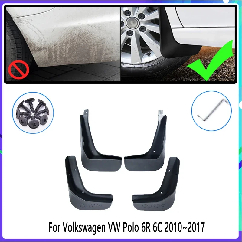 4 PCS Car MudFlaps for Volkswagen VW Polo 6R 6C 2010~2017 Mudguard Splash Guards Fender Auto Accessories