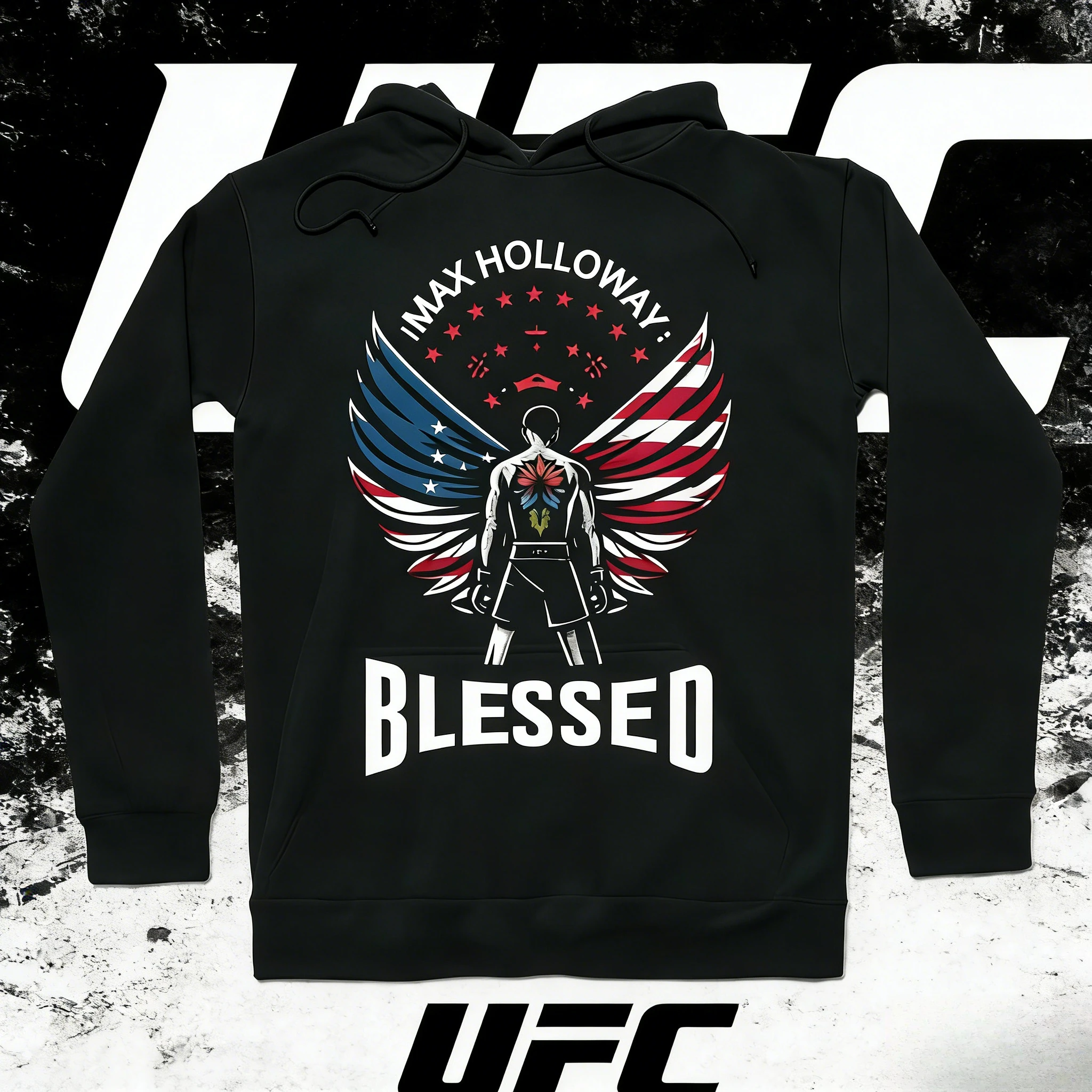 

UFC Max Holloway 2026, осень/зима, 100% хлопок, дышащая повседневная удобная спортивная одежда с капюшоном, подходит для мужчин и женщин