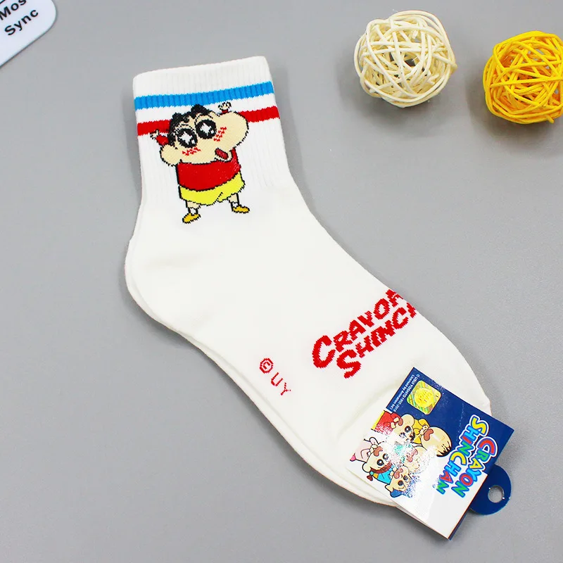 Anime Kawali Crayon Shin-Chan Cotton Socks Mid-Calf Leisure Soft Comfortable Cute Cartoon Friend Gift Birthday Gift For Girls