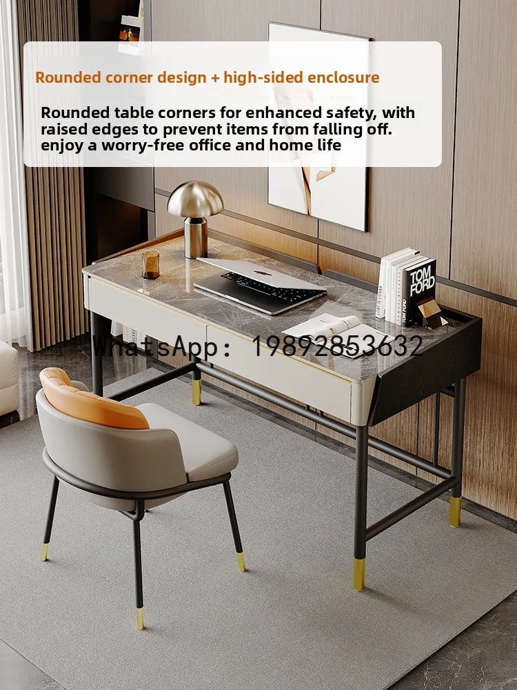 Slate Desk for Home Bedroom, Light Luxury Computer Desk for Girls, Simple Modern Office Desk