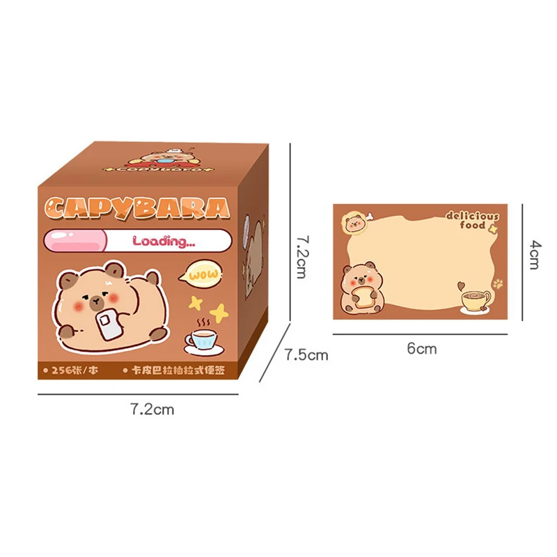 100/256Sheets Kawaii Stationery Cute Cartoon Capybara Sticky Notes Office Supplies Creative Tearable Pull-out Type Note Paper