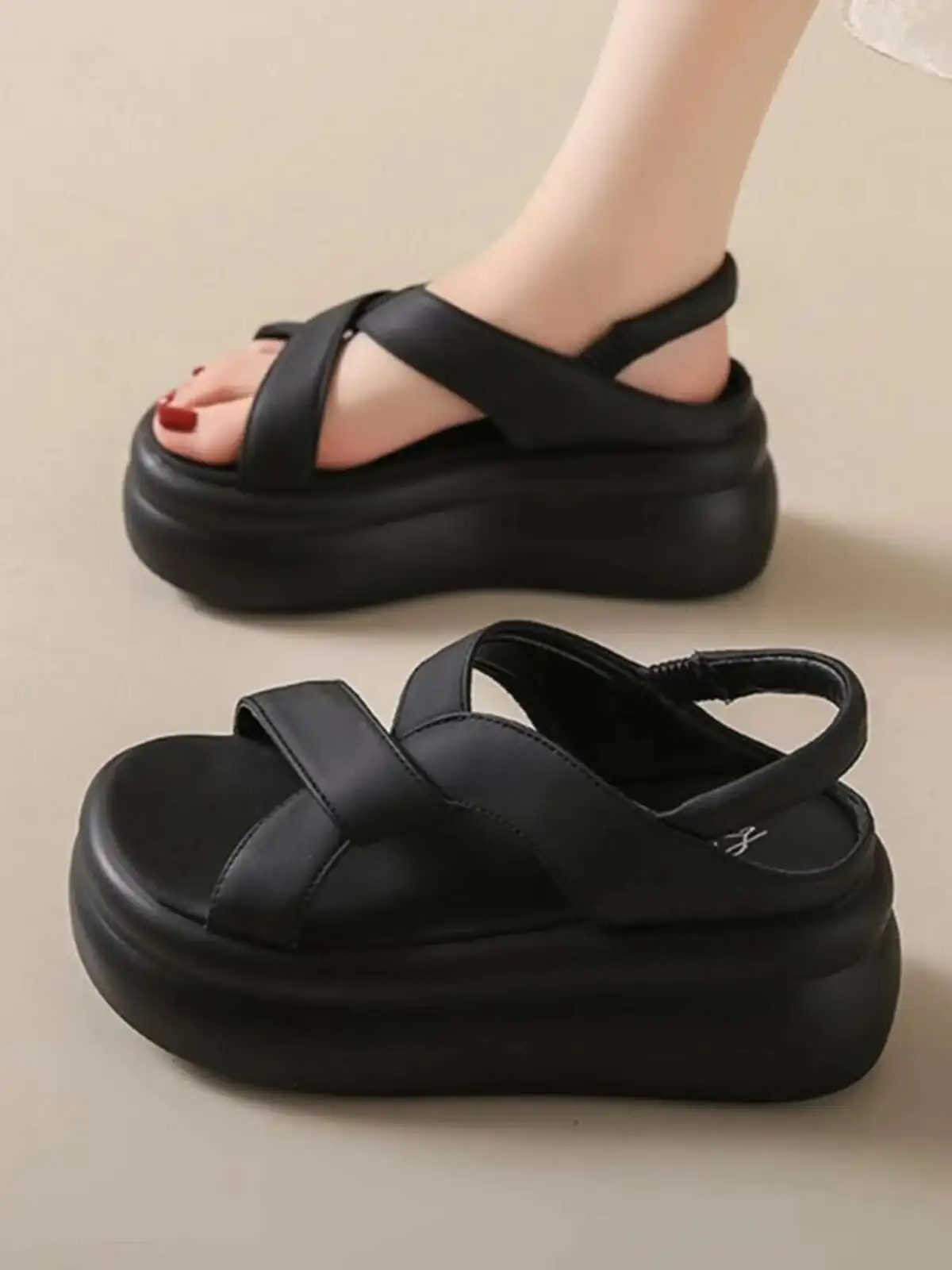 

2025 Women's Summer Flatform Sandals Height Increased Thick Soles High Heels Women Sandals Ladies Casual Beach Sandals Chunky