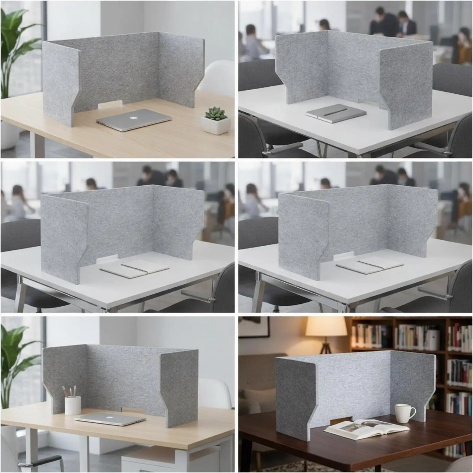 Desk Sound Barrier Polyester Felt Office Partition Divider Privacy Screen for Workspace Cable Cutout