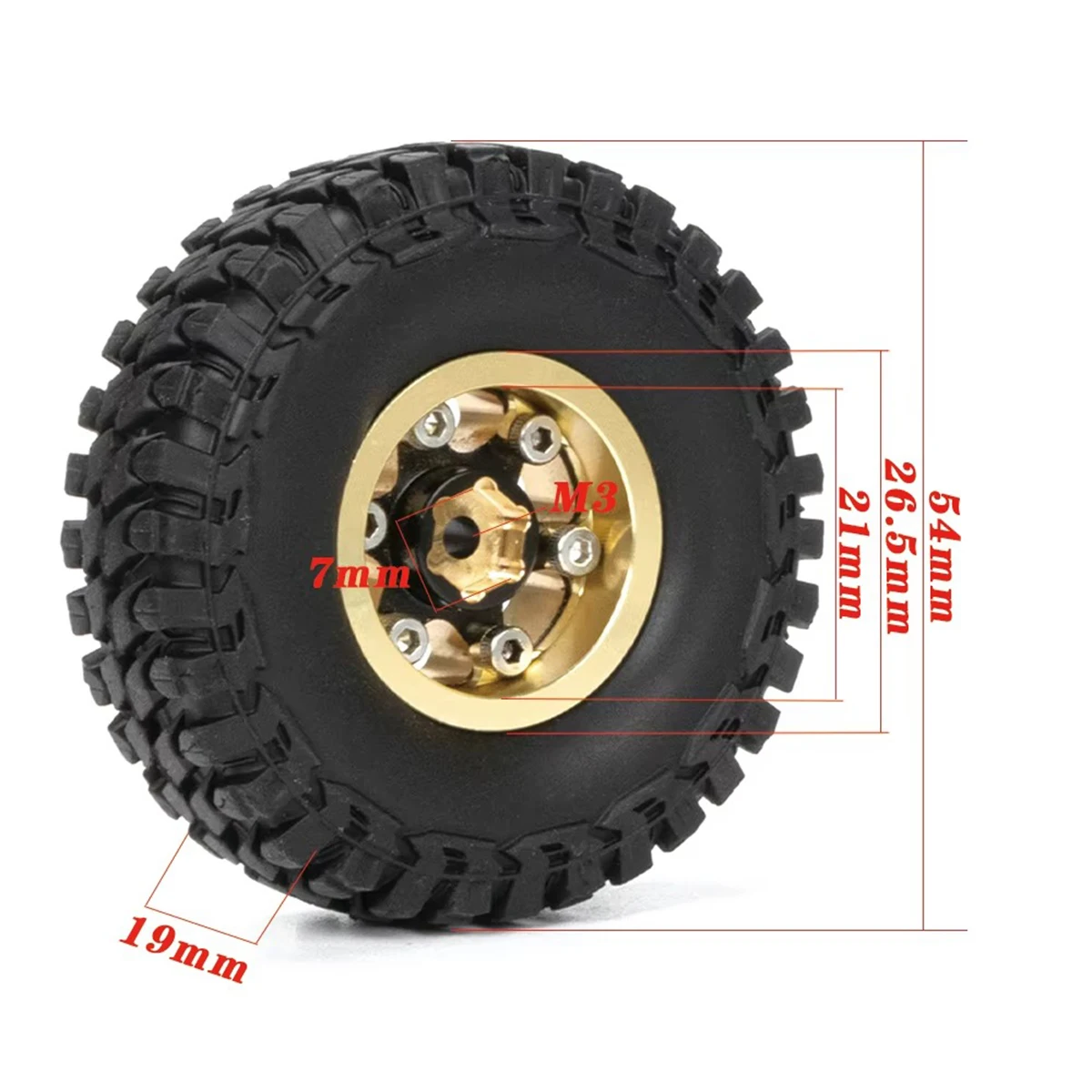 4 pezzi 1.0 "ottone Beadlock mozzo ruota cerchi pneumatici set per 1/24 RC Crawler Car Axial SCX24 AXI00001 Catenaccio Gladiatore Xiaomi JIMNY
