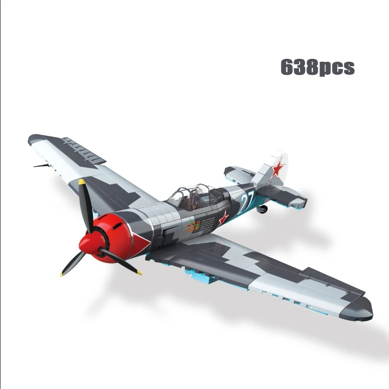 

​ Строительный комплект STEM Fighter Jet, самолет La-7 Spitfire Yak-1B Bf-109E, самолет, технические кирпичи, детская игрушка, подарки на день рождения