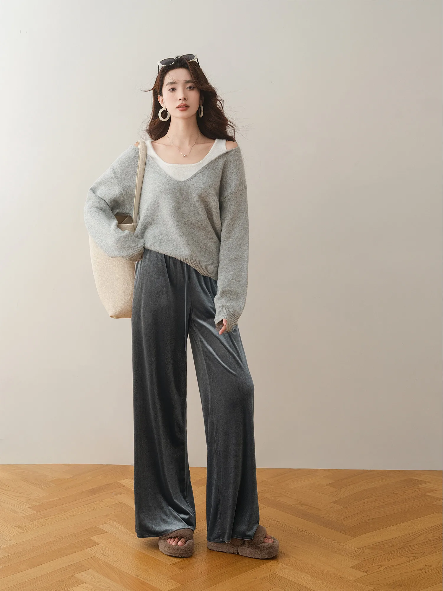 

Повседневный шикарный трикотаж с очками, цвет Blo Long Sve, стандартный крой, весна 2022, RONRON, смесь полиэстера для поездок на работу