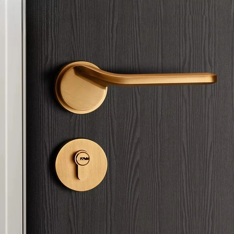 Modern Interior Door Handle Lock Set New Zinc Alloy Ferrule Lock Lever Privacy Passage Key Unlock Door Handle