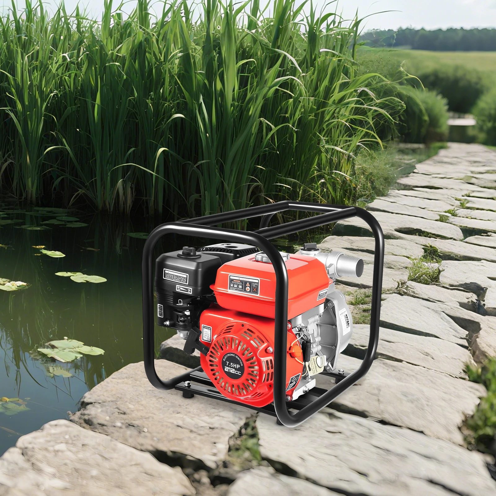 2-inch 7.5HP 212CC 4 Stroke Garden Farm Irrigation Petrol Pump Gas Powered Trash Water Transfer Pump for Irrigation Pool