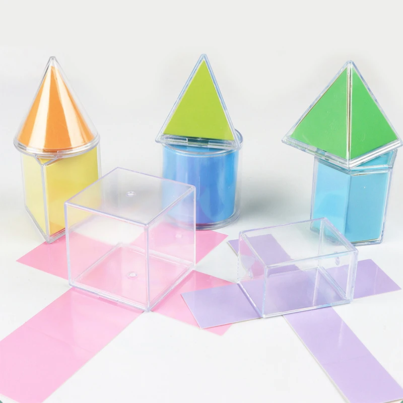 12pcs Transparent 3D Geometric Shape Teaching Aids Montessori Toys Visual Teaching Aids Volume Shape Toys Mathematical Education