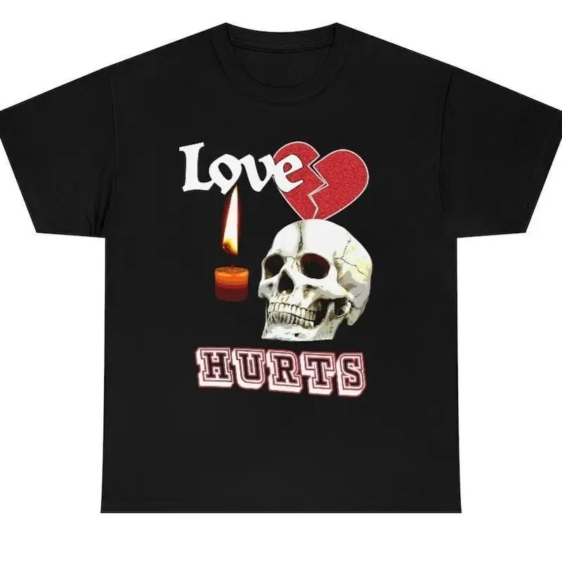 Love Hurts skull and candle gothic streetwear t shirt