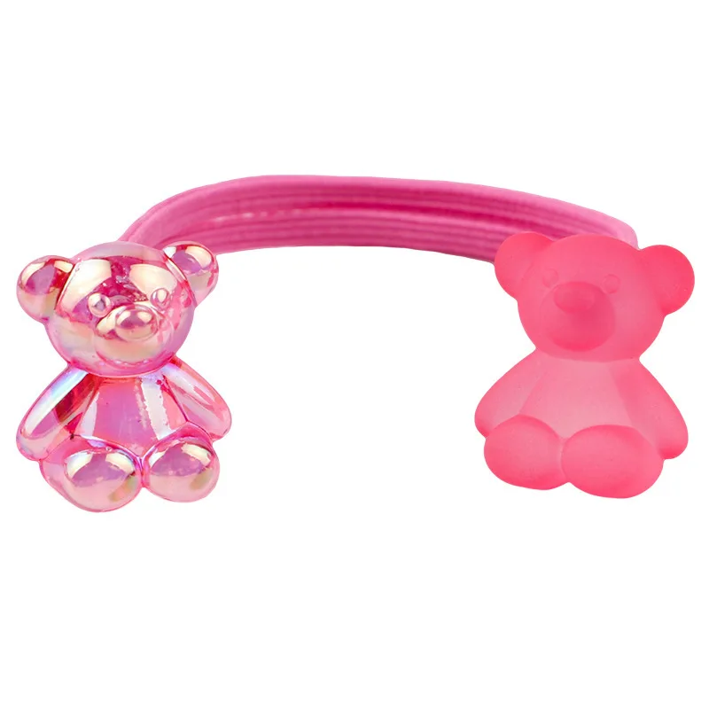 2PCS Cartoon Double Headed Bear Girls Kids Cute Elastic Hair Bands Children Hair Ties Princess Hair Accessories Baby Headwear