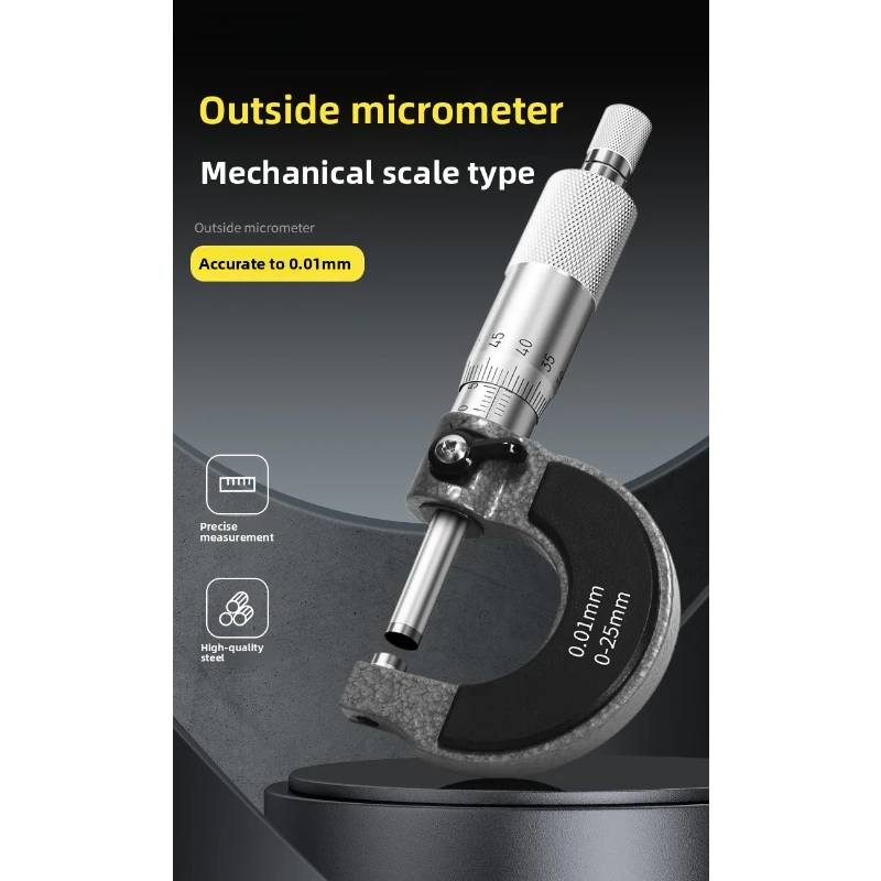 Mechanical Outside Micrometer High Precision Screw Gauge External Dimension Measuring Caliper