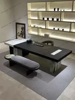 Italian rock slab tea table modern simple home high-end office tea table high-end light luxury