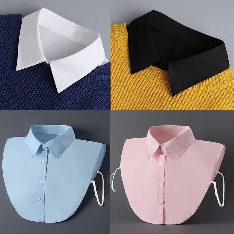 المرأة أزياء القطن وهمية طوق رجل للجنسين بدلة رسمية نصف قميص نمط وهمية طوق للإزالة زر الفتيات طوق للانفصال