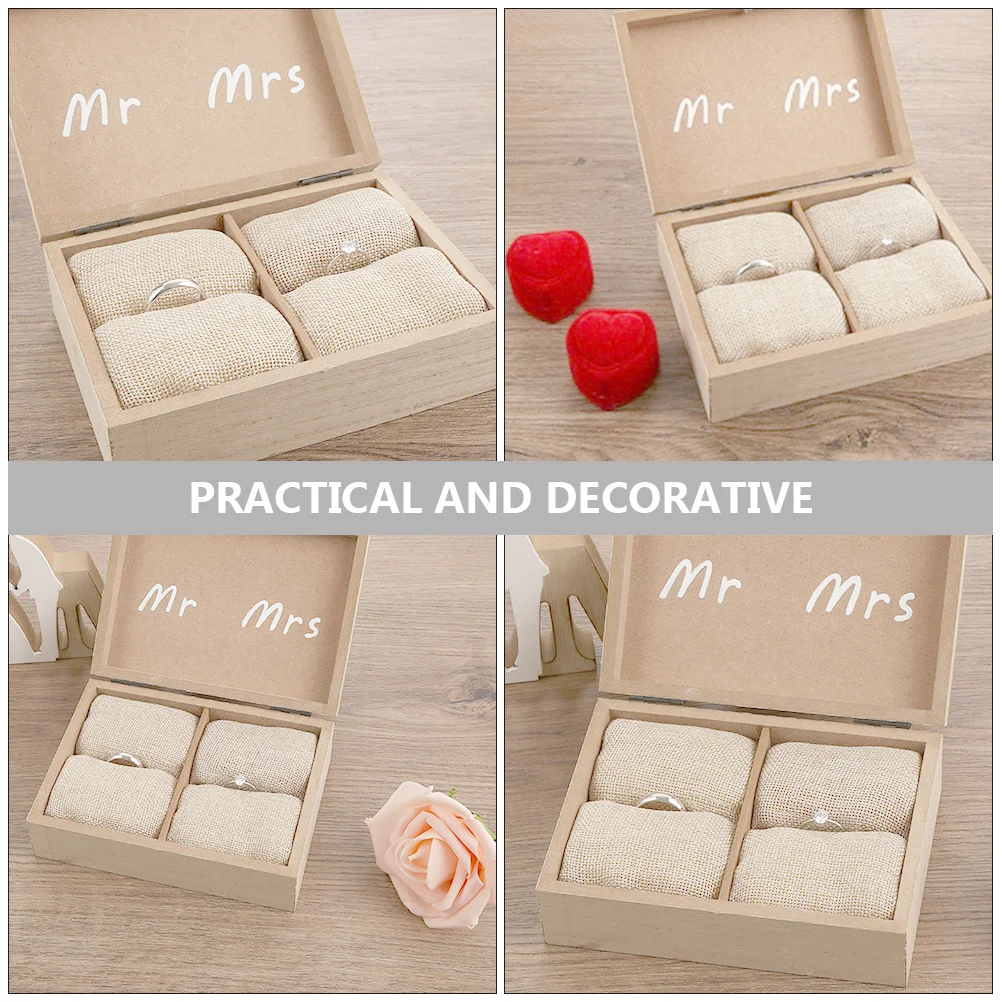 1 قطعة علبة خاتم خشبي حفل زفاف خاتم مادة الخشب الطبيعي خدش حماية مجوهرات المنظم الخشب مجوهرات المنظم #4