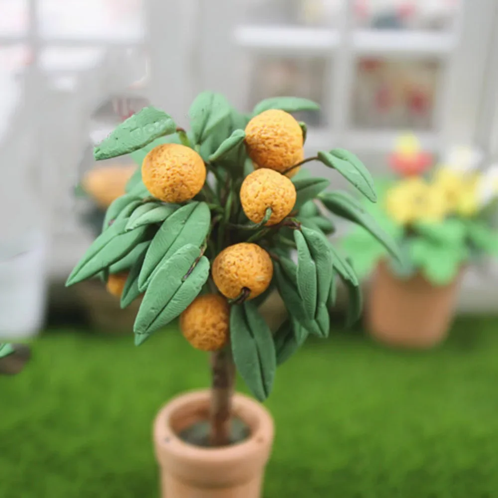 1/12 ドールハウスミニチュア鉢植えみかんミニオレンジの花模型玩具ドールハウスアクセサリー装飾 ob11 bjd
