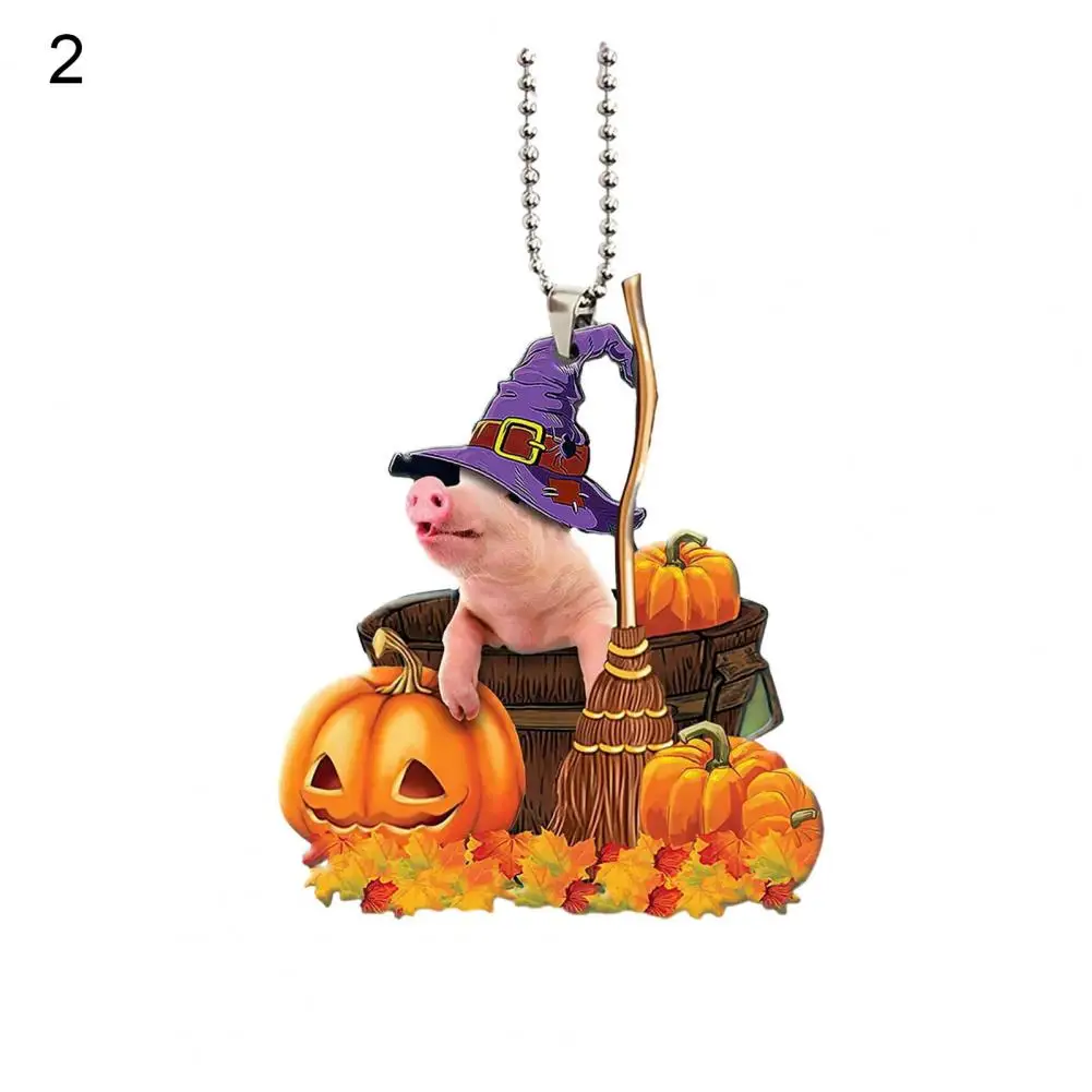 

Cat Pumpkin Car Mirror Pendant Funny Cat Dog Witch Hat Pumpkin Shape Car Mirror Pendant Auto Rear View Mirror Hanging for Pet