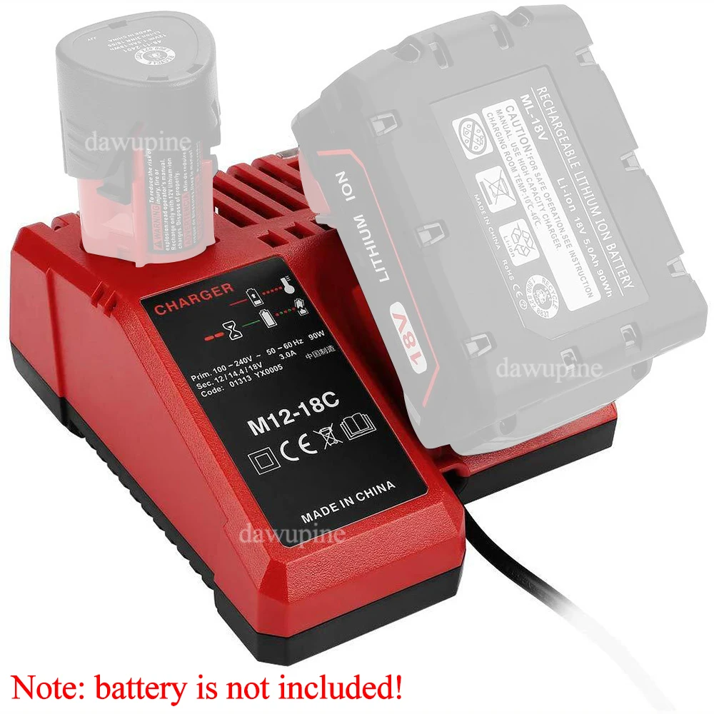 Pro M12-18C lithiové baterie s dvojitým portem a rychlonabíječkou pro Milwaukee M12 M14 M18 10,8 V 14,4 V 18 V - náhled 2