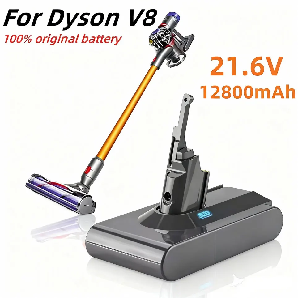 Batterie de remplacement au lithium 12800mAh pour Dyson V8, compatible avec Dyson V8 SV10, V8 Animal, V8 Absolute, V8 Motorhead