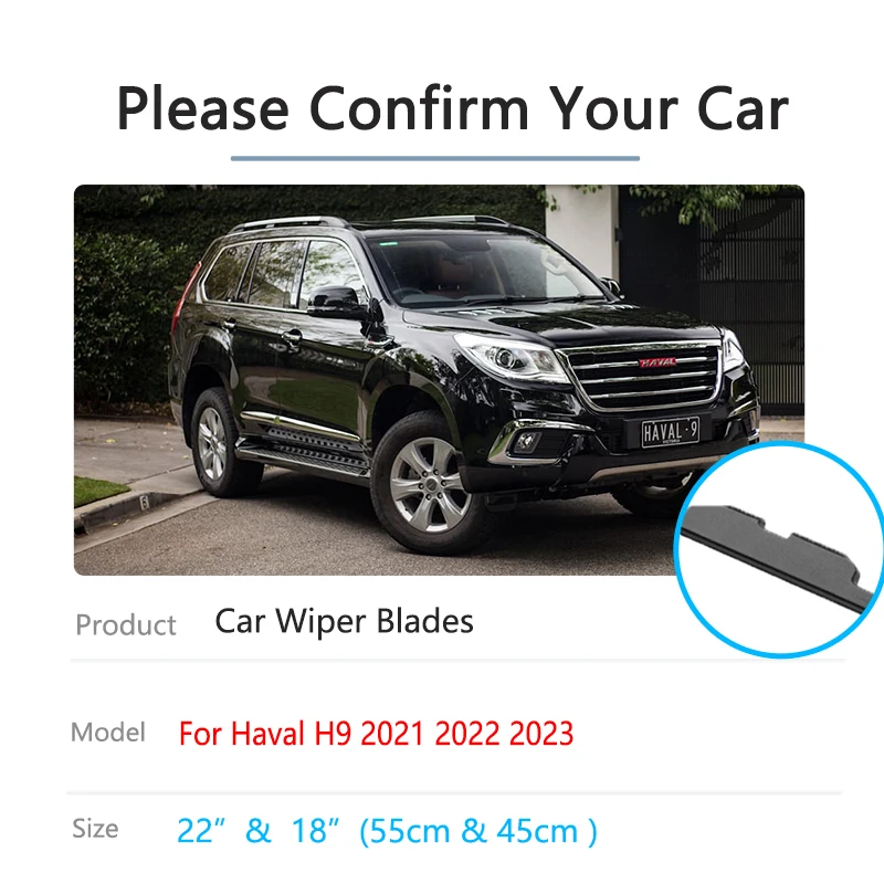 For Haval H9 2021 2022 2023 Front Rear Wiper Blades Cutter Rubber Brushes Cleaning Window Windshield Windscreen Auto Accessories