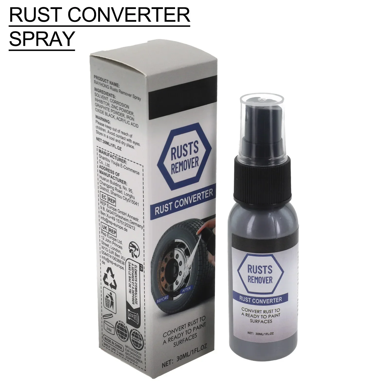 30ml Car Anti-Rust Remover Maintenance Agent Cleani Derusting Spray Cleaner Metal Rust Remover Tool Door Locks Rust Removal Tool