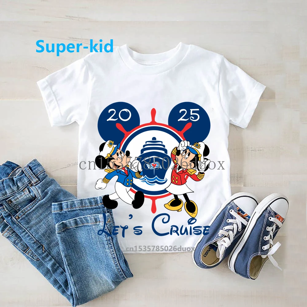 2-9 ميكي ميني كاسل ديزني كروز 2025 الأميرة Kawaii فتاة قصيرة الأكمام قميص ميكي والأصدقاء ديزني كروز الصبي التي شيرت #5