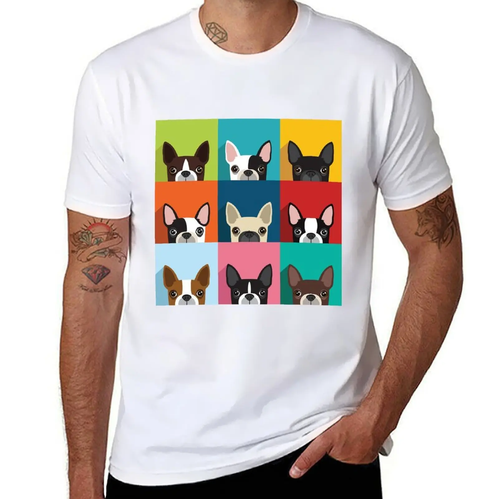 Boston Terrier T-Shirt black cotton t-shirt plain for man package funny t shirts man T-Shirt