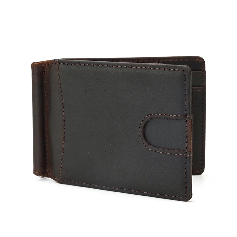 Top Grade Brand Genuine Leather Money Clip Wallet Dollar Cash Card Cowskin Male Men's Clip Purse Men Wallets Clip Biflod Male