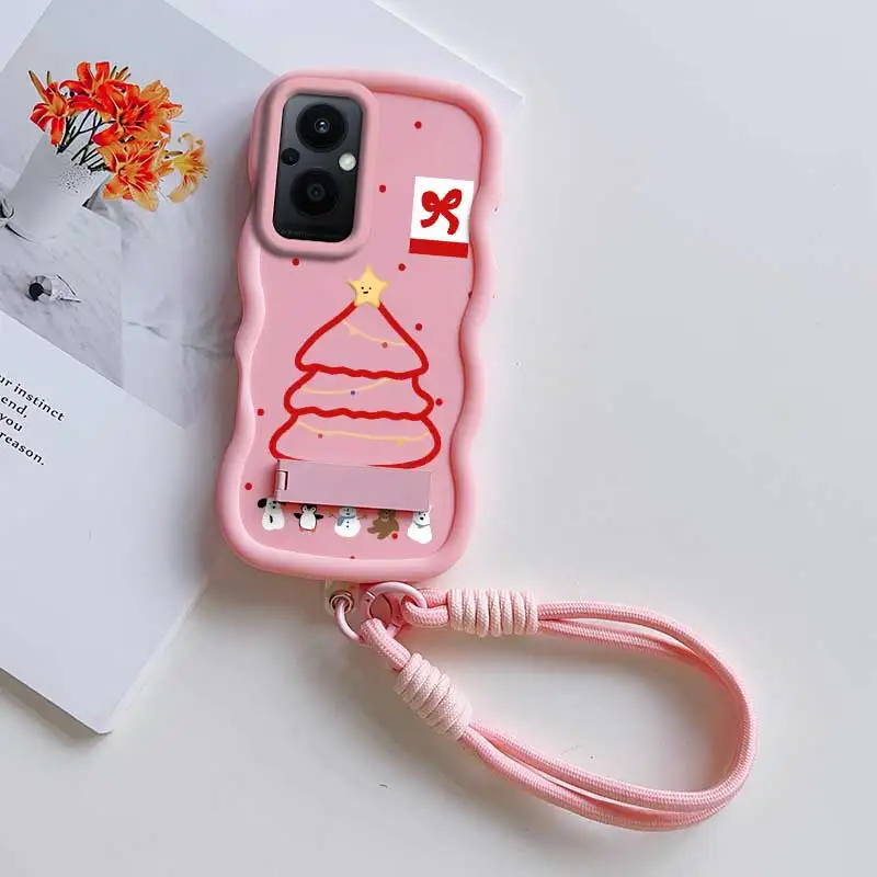 À prova de choque com cordão e suporte árvore de natal vermelha moda pronta flexível para oneplus nord n20 5g caso com oneplus nord n20