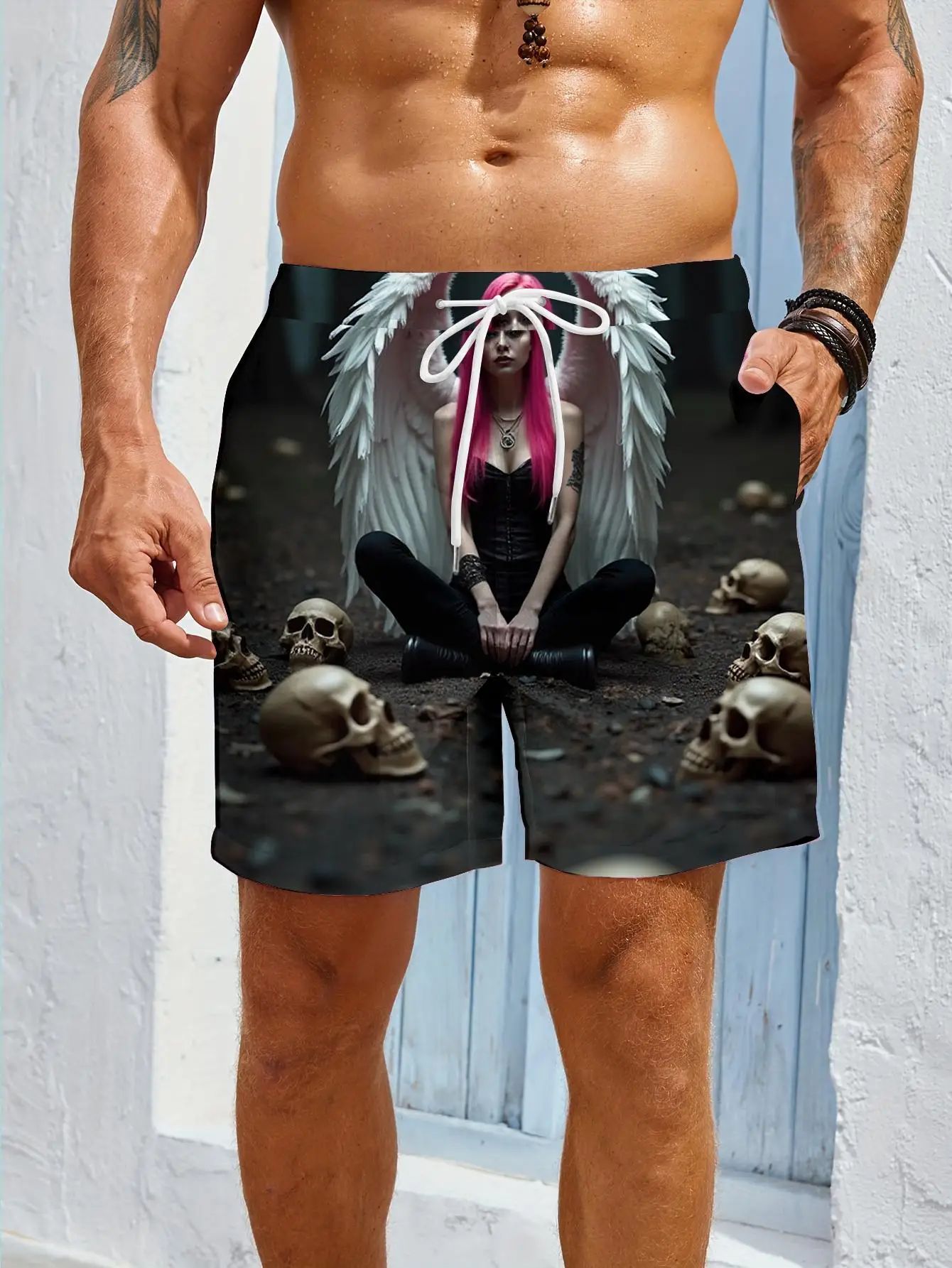 1pcs Men's Short swim trunks2026 Summer 3D Printed Short sleeve running Quick drying Men's clothes Polyester Breathable