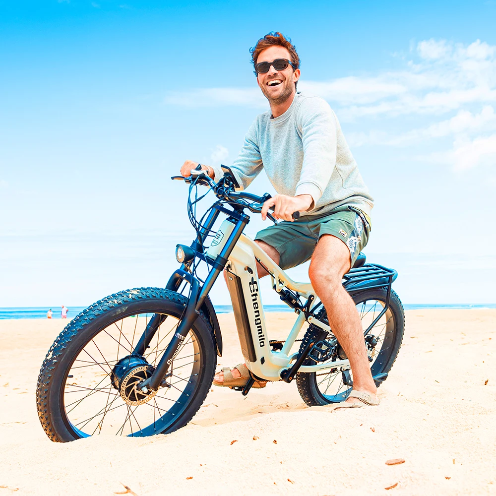 Shengmilo S600 E-Mountain ebike da uomo adulto 2000W con due motori, batteria 48V17.5AH840WH, bici elettrica da uomo con pneumatici larghi 26 pollici