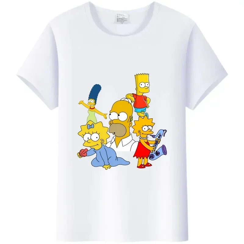 Casual The Simpsons Cartoon Printed Children T-shirt Fashion Kid Boy Girl Clothing Summer Short Sleeved Cotton Top Baby Cute Tee