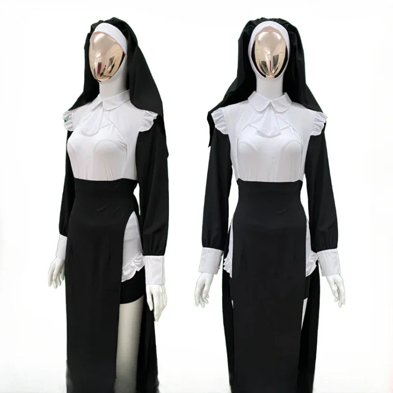 Anime Sexy Nuns Original Design Cosplay Chowbie Uniform Black Sexy Dress Large Size Halloween Costumes for Women