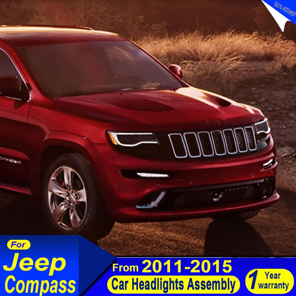 Car Lights For Jeep Compass  Headlight 2011 2012 2013 2014 2015 LED Head Lights Turn Signal Projector Lens Car Accessories