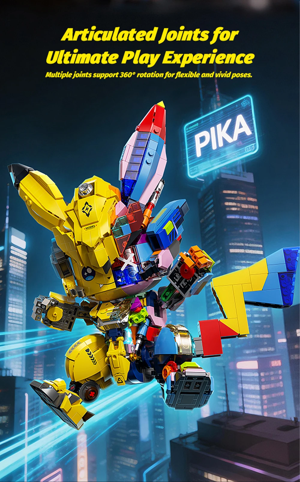 KAVOWORLD DIY Semi Mecha Anime Building Bricks Kit 1505PCS Glow Bricks Desk Decor Collectible Display Model for Building Fans