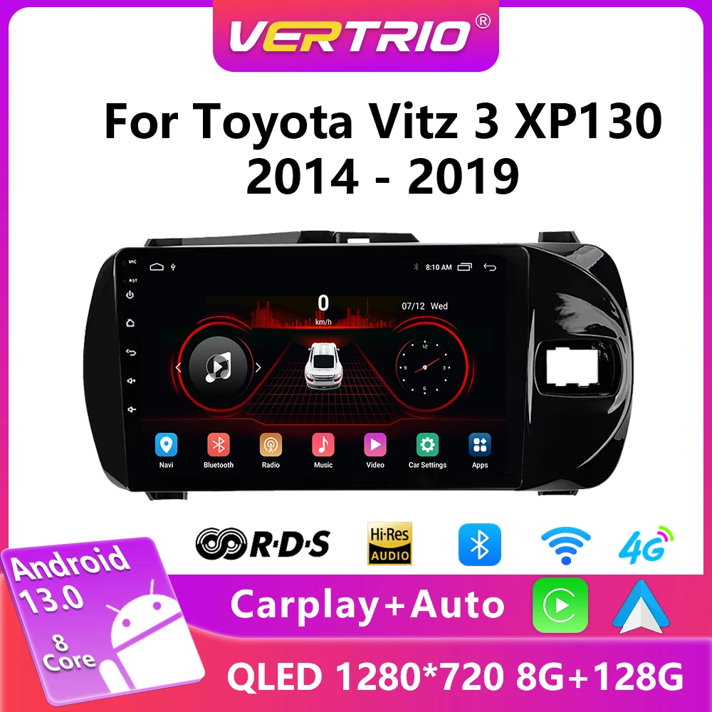 Android 13 For Toyota Vitz 3 XP130 2014-2019 Car Radio Multimedia Video Player Navigation GPS 4G Carplay 2din DVD Stereo WIFI