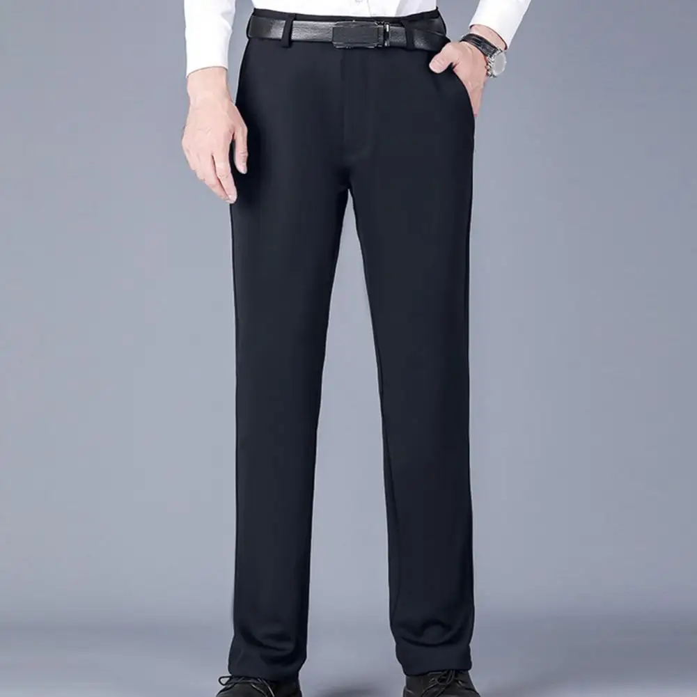 

Multiple Pocket Men Pants Versatile Men's Casual Trousers Reinforced Pockets Stretchy Fit Soft Straight Sleeve for Business