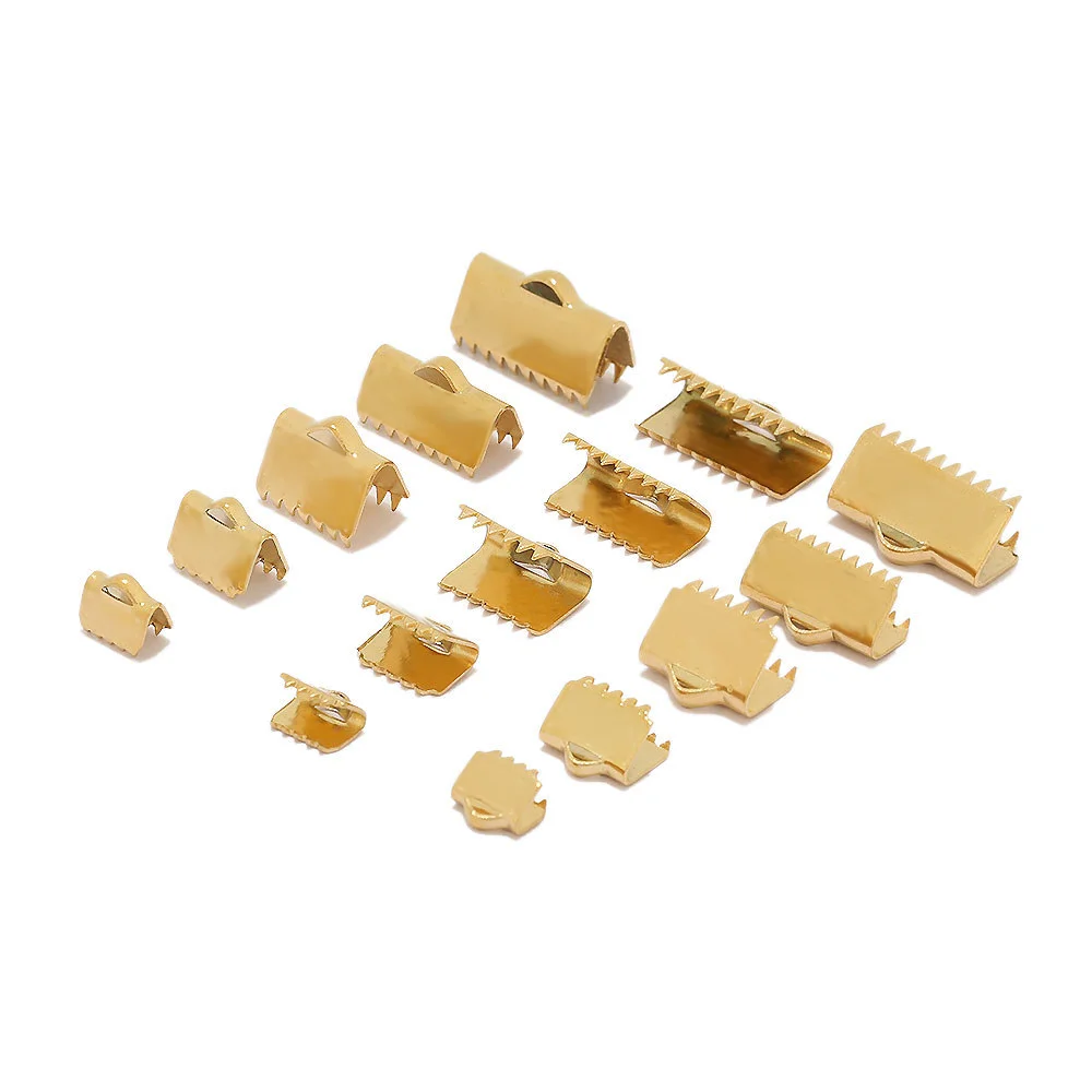 Wholesale 7 Size Stainless Steel Fastener Clasps Fitting Flat Leather Cord End Caps Clip Clasps Jewelry Making