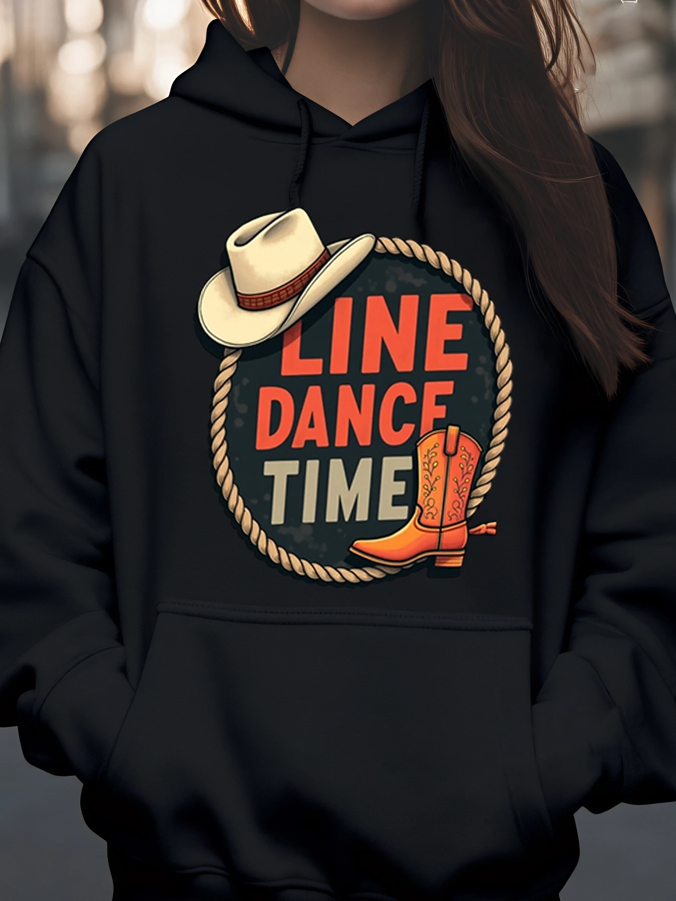 

Толстовка с капюшоном и ботинками в стиле вестерн Line Dance Time для любителей кантри-музыки для женщин и мужчин