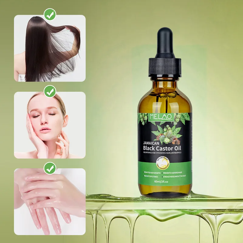 Hair Oil Black Castor Oil Cold Pressed Stimulate Growth for Hair Eye Lashes Eyebrows Moisturizing Massage Oil for Aromatherapy