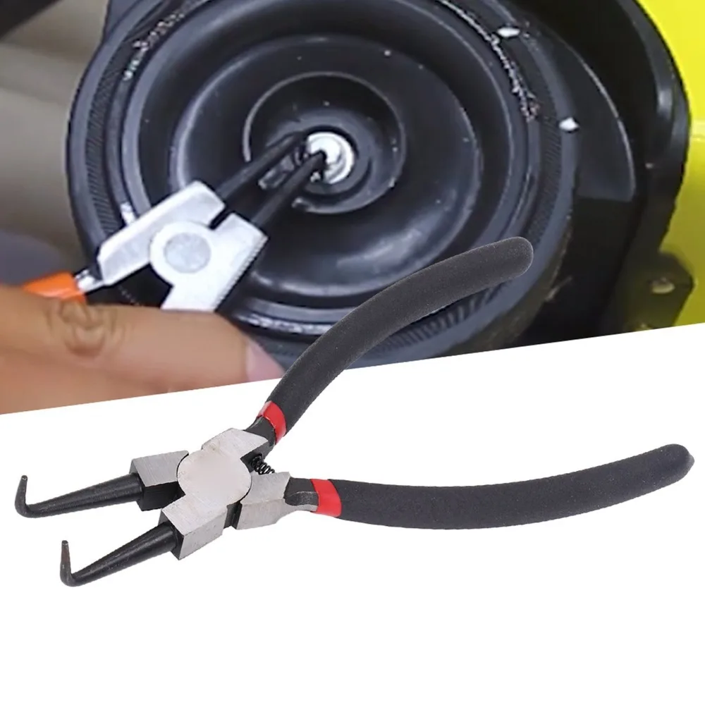 Heavy Duty Circlip Pliers 90 Degree Bent Jaw Spring Loaded Internal Circlip Pliers Non-Slip Handle Carbon Steel
