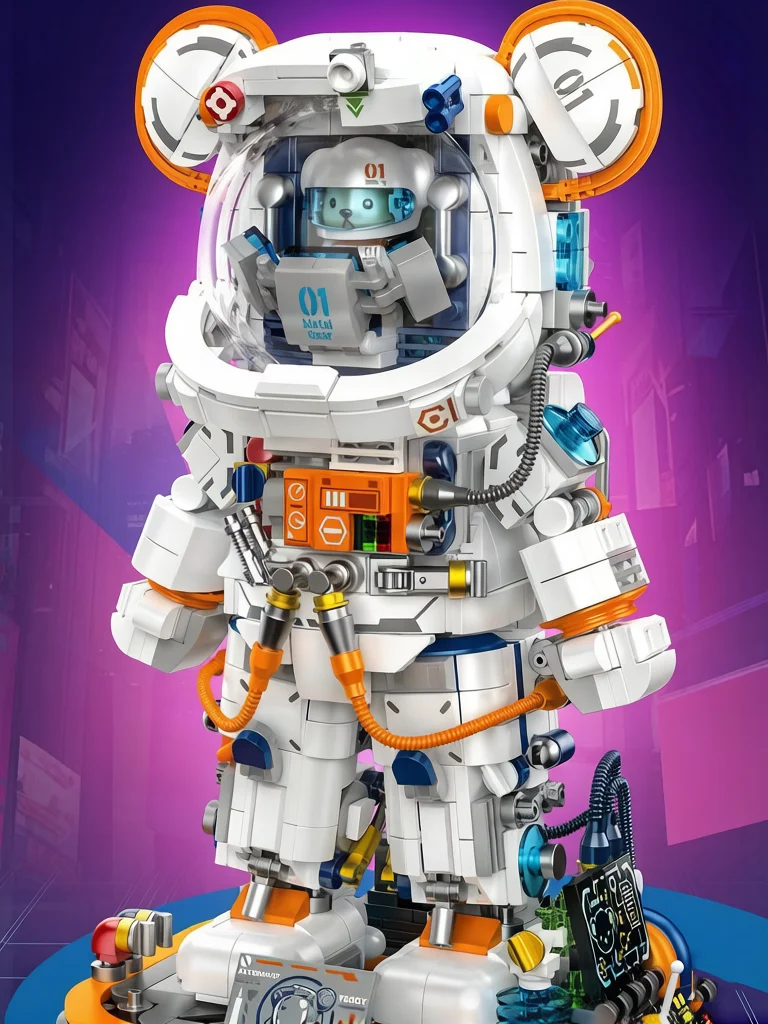 Idea Mechanischer Bär Astronaut Baustein-Modellsets Figuren Konstruktions-Bausteine Spielzeug-Kollektion Mit Licht Als Geschenke – Detail 1