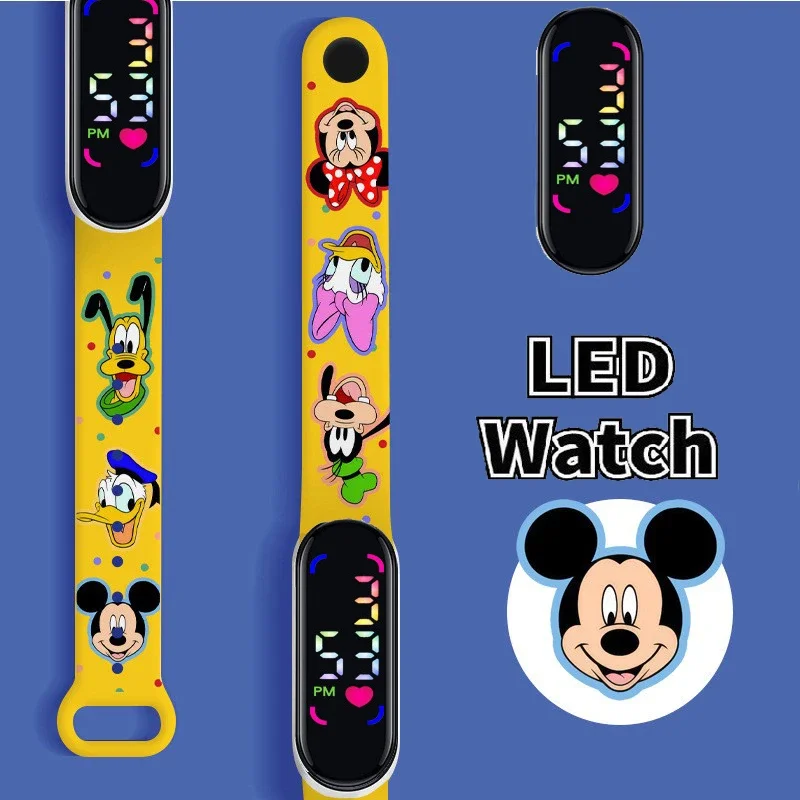 Disney Mickey Minnie children's  Cartoon Anime Character Luminous Bracelet Watch LED Touch Waterproof Sports kids gifts watch