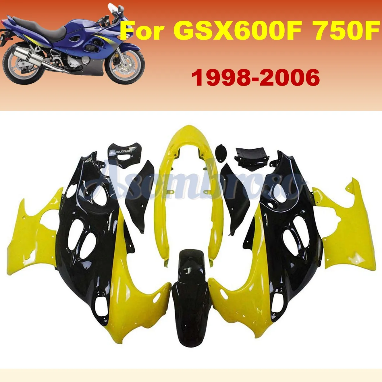 Motorcycle Fairings Kit For Suzuki GSX600F 2003 2004 GSX750F 2005 2006 Yellow Black Bodywork Set GSX600 750F 1998-2006