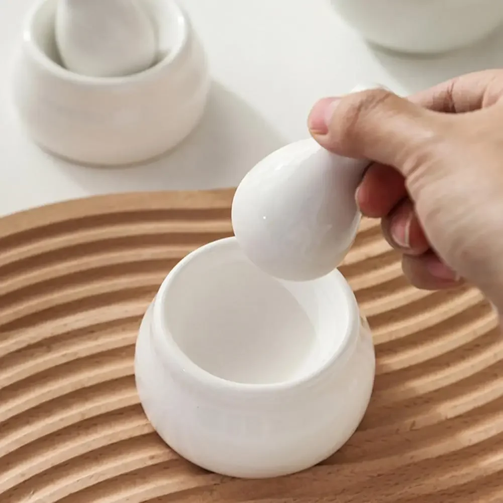 Keramikmörser und Stößel-Set zum Mahlen von Gewürzen, Kräutern und mehr, Küchendekoration, unverzichtbarer, langlebiger Kräutermühle, Pillenbrecher