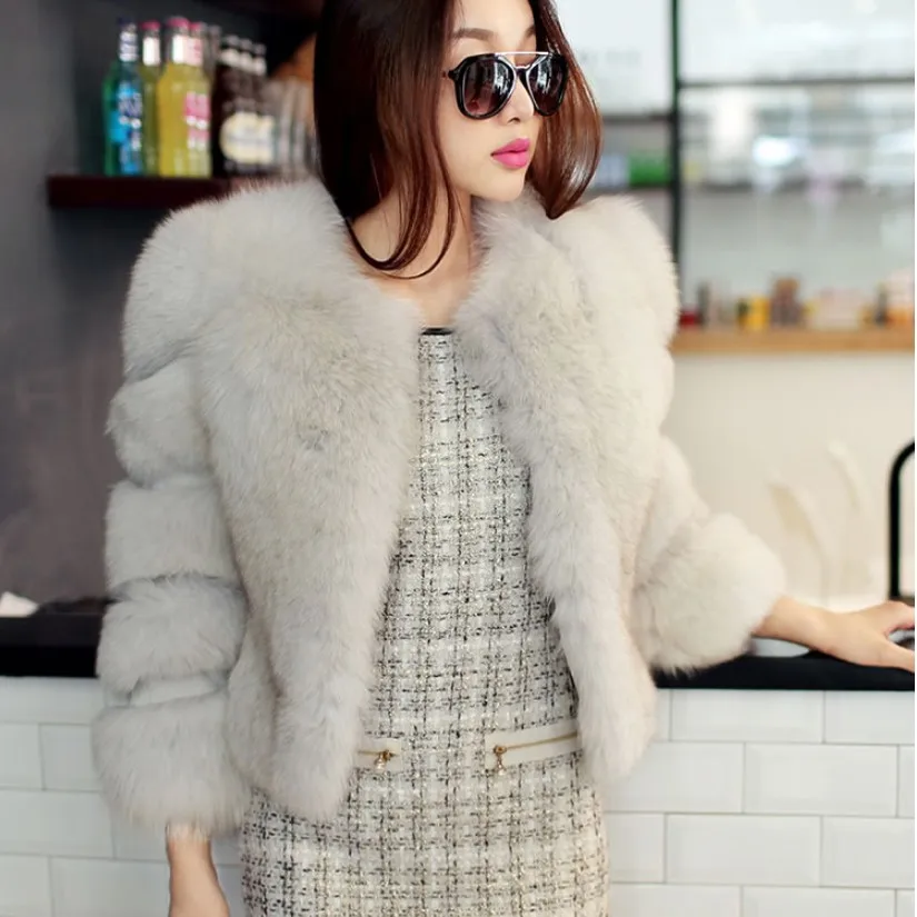 Winter Korean Version Fox Fur Slim Fit Coat Haining Imitation Fur