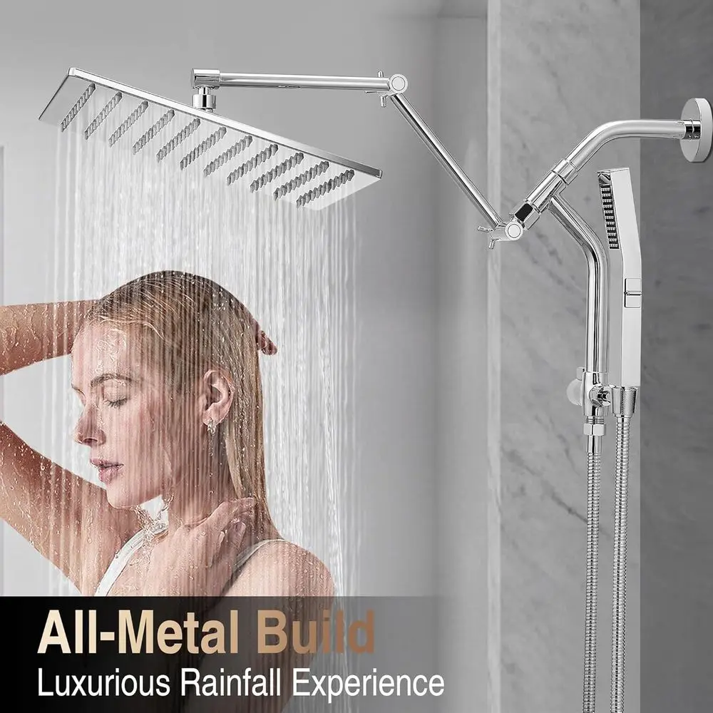 12-chroom douchesysteem met regen- en handbediende, krachtige wasmodus, 16 uitschuifbare armen