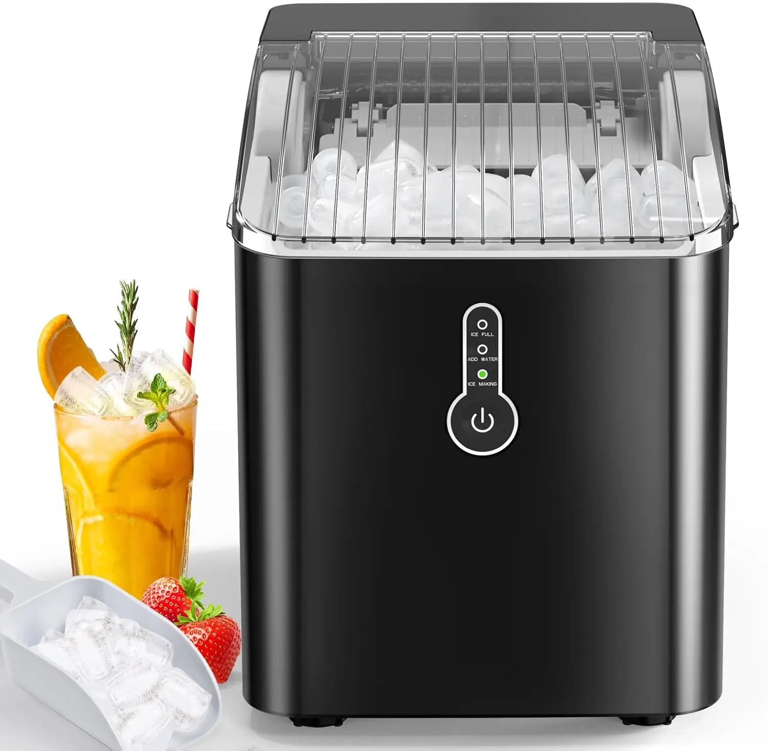 

Countertop Ice Maker, Portable Ice Maker with Self-Cleaning, 26Lbs/24Hrs, 9 Cubes in 8 Mins, One-Click Operation, Ice Makers Co