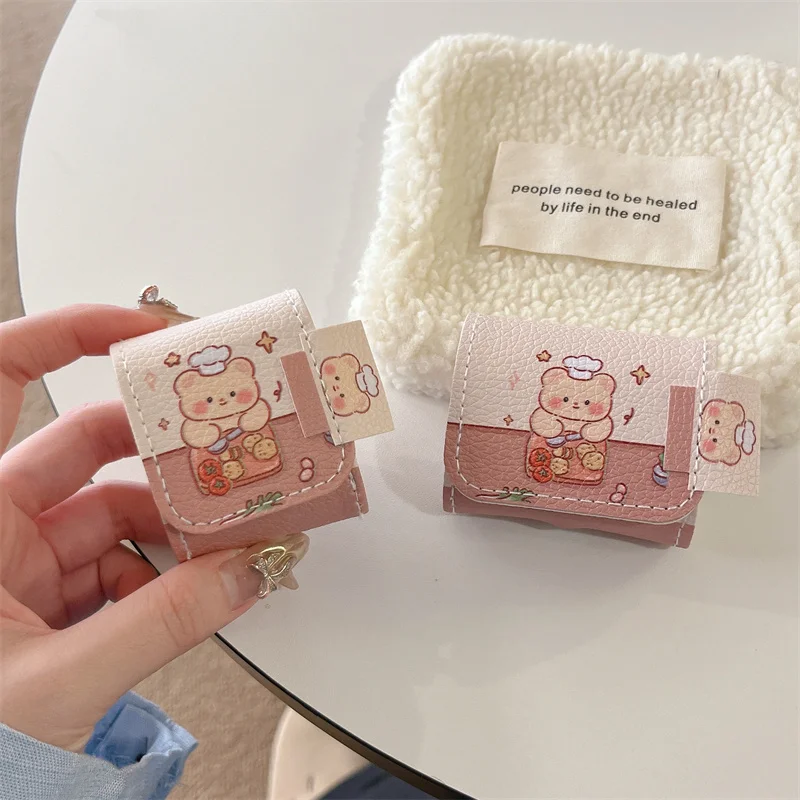 Funny Chef Bear Earphone Case For Airpods 4 3 2 1 Pro Cover with Little bear pendant Headphone Charging Dust Cases For Airpods 2